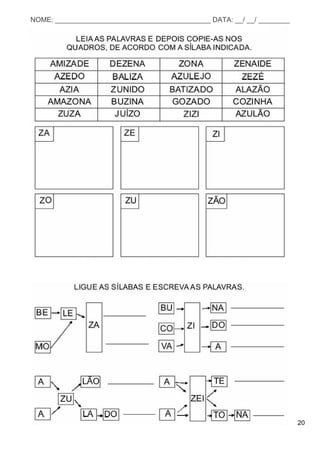 20
NOME: ________________________________________ DATA: __/ __/ ________
 