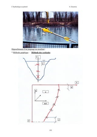 L’hydraulique au pluriel

A .Gouzrou

Dépouillement d’un jaugeage au moulinet :
* Méthode graphique :

Méthode des verticales

192

 