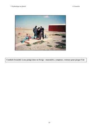 L’hydraulique au pluriel

A. Gouzrou

Conduite branchée à une pompe dans un forage : manomètre, compteur, ventouse pour purger l’air

87

 