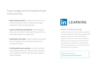 Employer Branding Essentials 26
Bonus tip
LinkedIn can raise awareness about your internal
opportunities for you via inter...