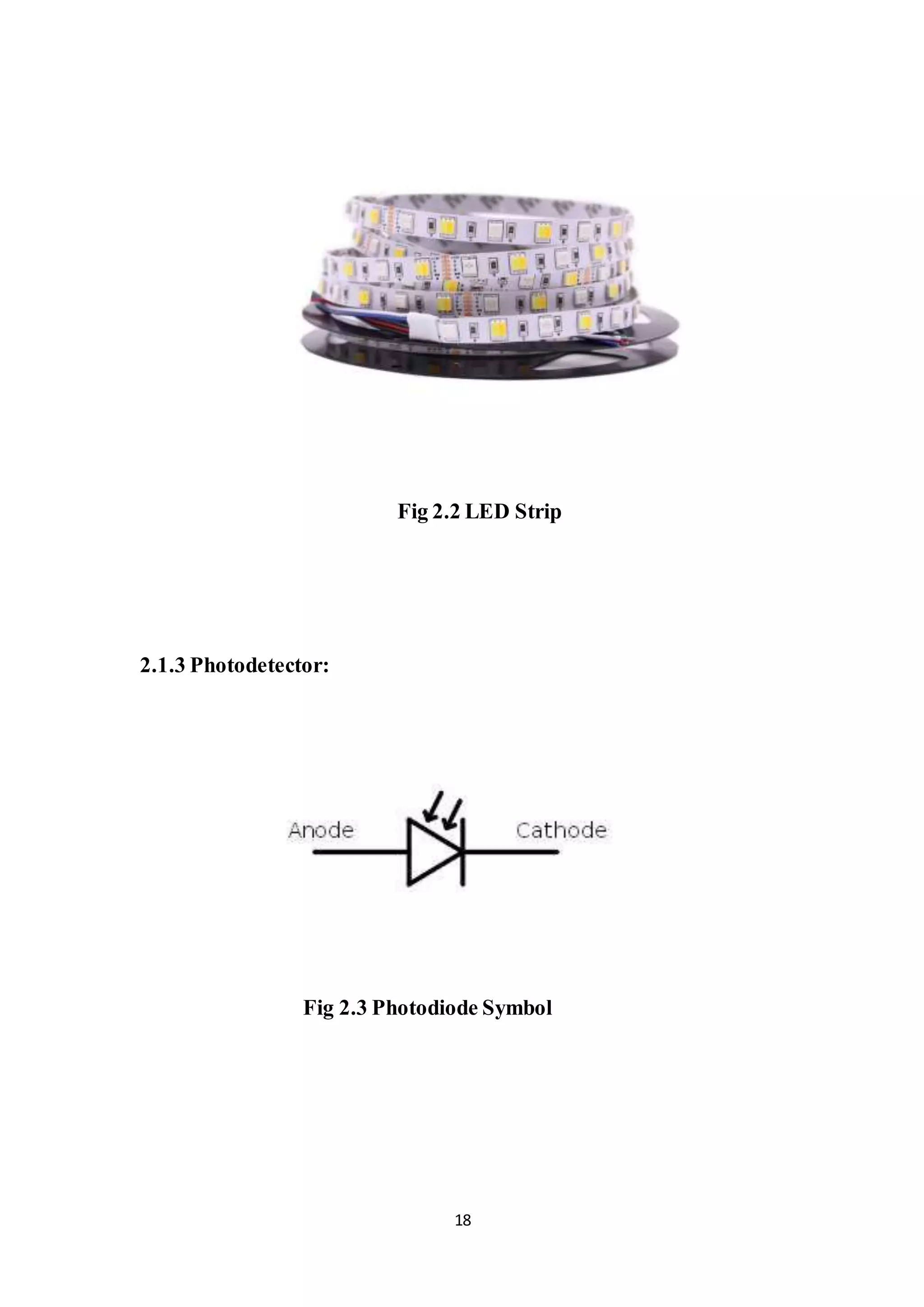 18
Fig 2.2 LED Strip
2.1.3 Photodetector:
Fig 2.3 Photodiode Symbol
 