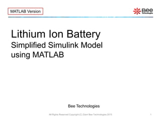 Lithium Ion Battery Simplified Simulink Model using MATLAB | PDF ...