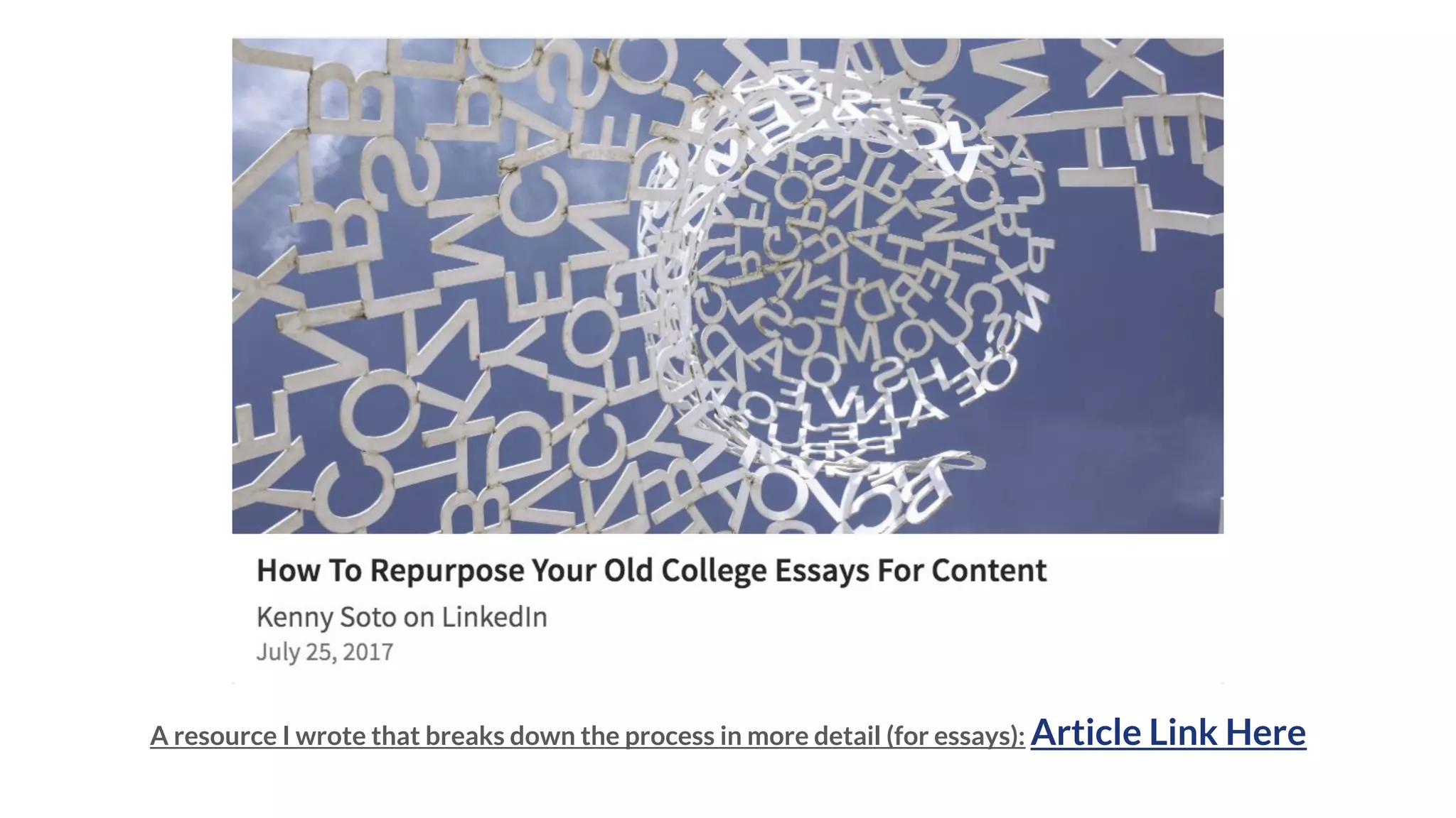 A resource I wrote that breaks down the process in more detail (for essays): Article Link Here
 