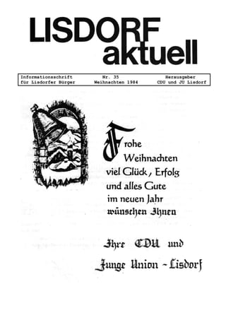Informationsschrift Nr. 35 Herausgeber
für Lisdorfer Bürger Weihnachten 1984 CDU und JU Lisdorf
 