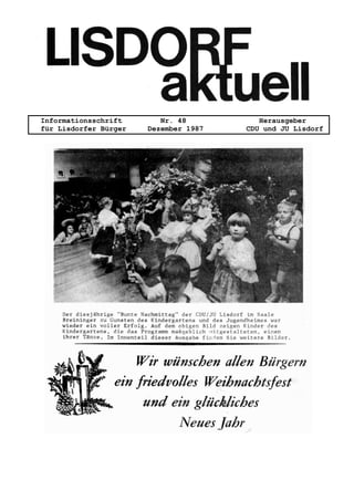 Informationsschrift Nr. 48 Herausgeber
für Lisdorfer Bürger Dezember 1987 CDU und JU Lisdorf
 