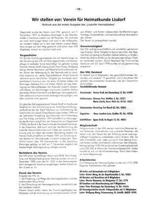 - 10 -
Wir stellen vor: Verein für Heimatkunde Lisdorf
Abdruck aus der ersten Ausgabe des „Lisdorfer Heimatblattes“
 