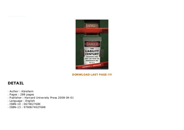 Liability Century Insurance and Tort Law from the