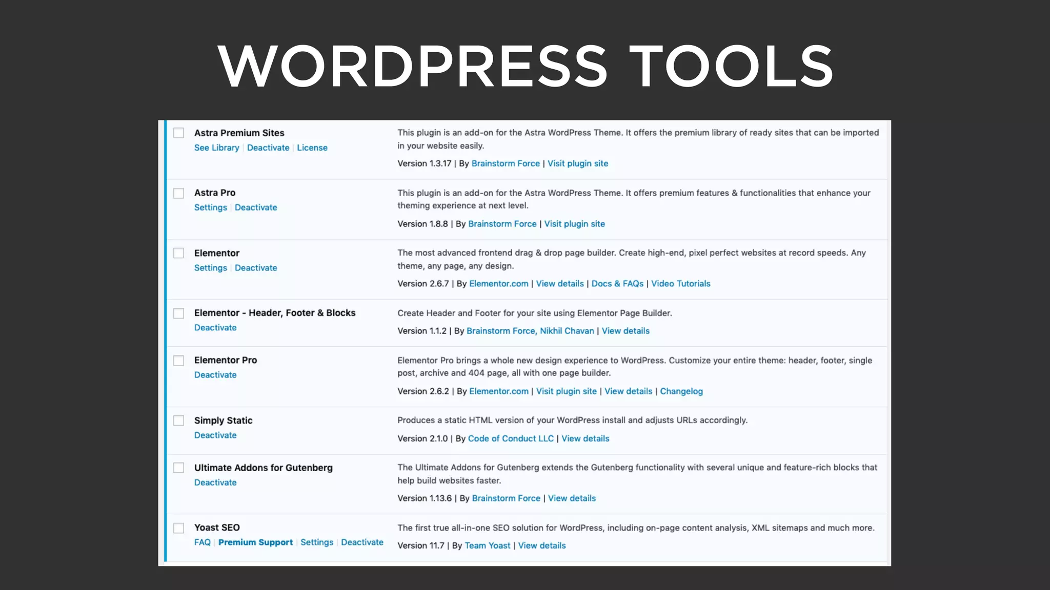 WORDPRESS TOOLS
 
