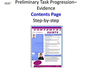 Preliminary Task Progression–
Evidence
Contents Page
Step-by-step
 