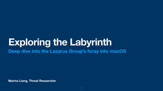 Marina Liang, Threat Researcher
Exploring the Labyrinth
Deep dive into the Lazarus Group’s foray into macOS
1
 