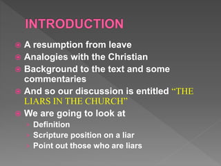 Resumption Definition Liars in the church | PPTX
