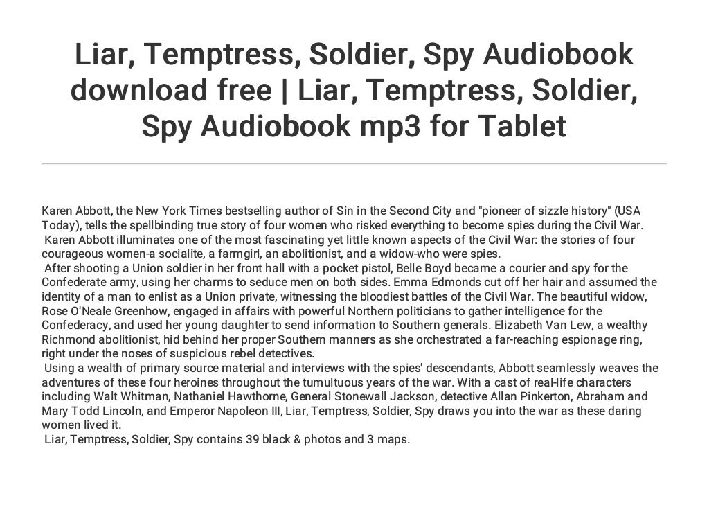 Liar Temptress Soldier Spy Audiobook Download Free Liar Temptress Soldier