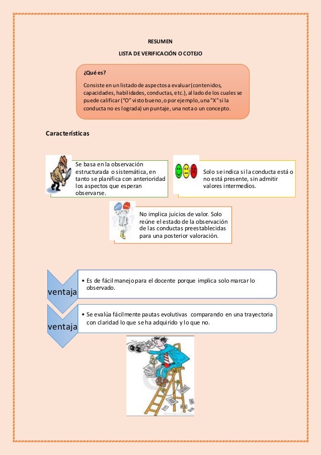 Lista de verificación o cotejo