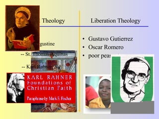 Traditional Theology   Liberation Theology ,[object Object],[object Object],[object Object],[object Object],[object Object],-- St. Thomas Aquinas -- Karl Rahner, S.J.  
