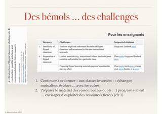 © Marcel Lebrun 2021
Des bémols … des challenges
Pour les enseignants
1. Continuer à se former « aux classes inversées » :...