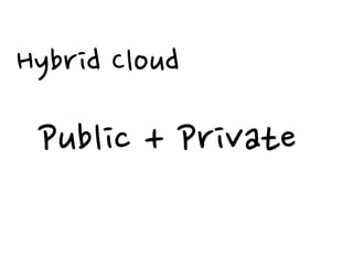 Hybrid Cloud

 Public + Private
 