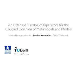 An Extensive Catalog of Operators for the
Coupled Evolution of Metamodels and Models
  Markus Herrmannsdoerfer Sander Vermolen Guido Wachsmuth
 