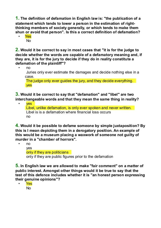Libel Quiz Libel Quiz