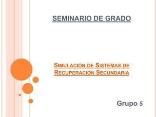 SEMINARIO DE GRADO
SIMULACIÓN DE SISTEMAS DE
RECUPERACIÓN SECUNDARIA
Grupo 5
 
