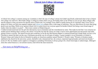 Liberal Arts College Advantages | PPT