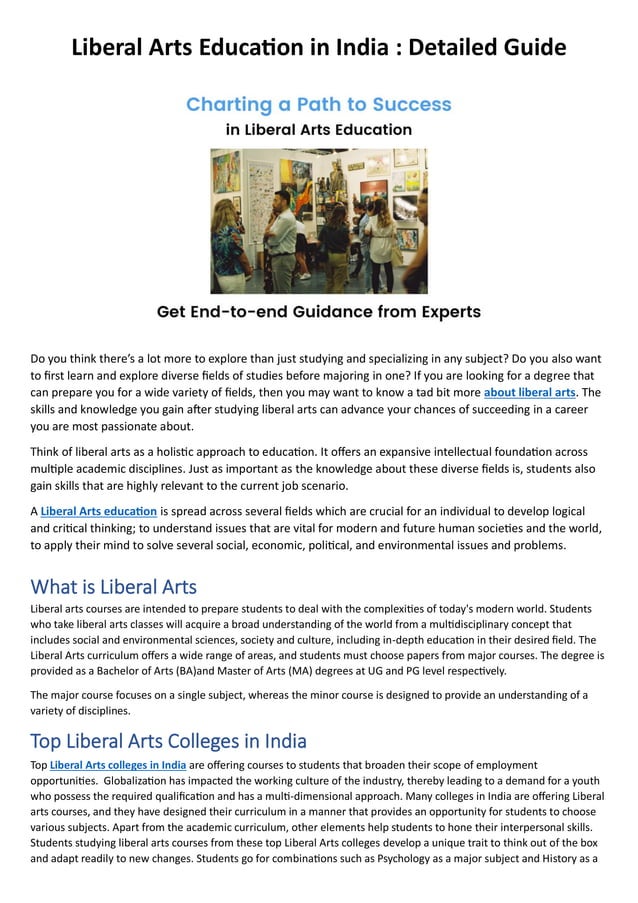 Liberal Arts Education in India: Detailed Guide | PDF
