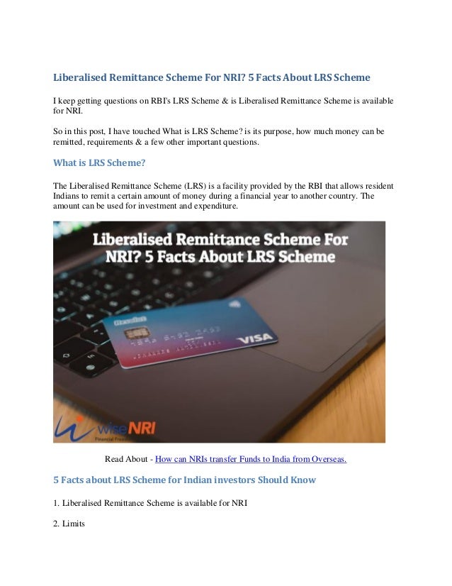Liberalised remittance scheme for nri 5 facts about lrs scheme ...
