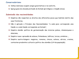 O legado do liberalismo na primeira metade do séc. XIX
 