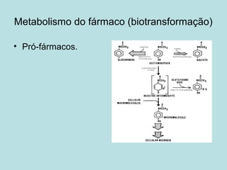 Metabolismo do fármaco (biotransformação)
• Pró-fármacos.
 