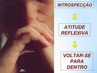 INTROSPECÇÃO 
ATITUDE 
REFLEXIVA 
VOLTAR-SE 
PARA 
DENTRO 
 
