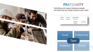 Friendship and support between people
who feel they are closely linked to each other
Social Profesionnal
Academic Service
 