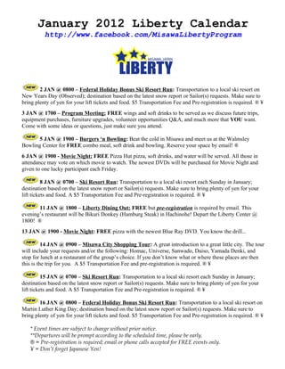 Liberty Program Calendar Jan. 2012
