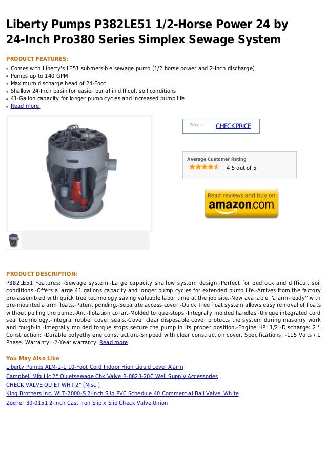 Liberty Pumps P382LE41 - 4/10 HP Pro380 Cast Iron Sewage Pump System 24
