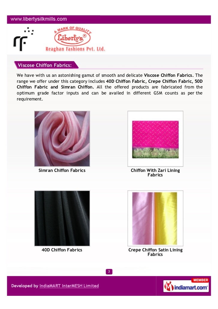 Reaghan Fashions Pvt. Ltd., Surat, Fabrics