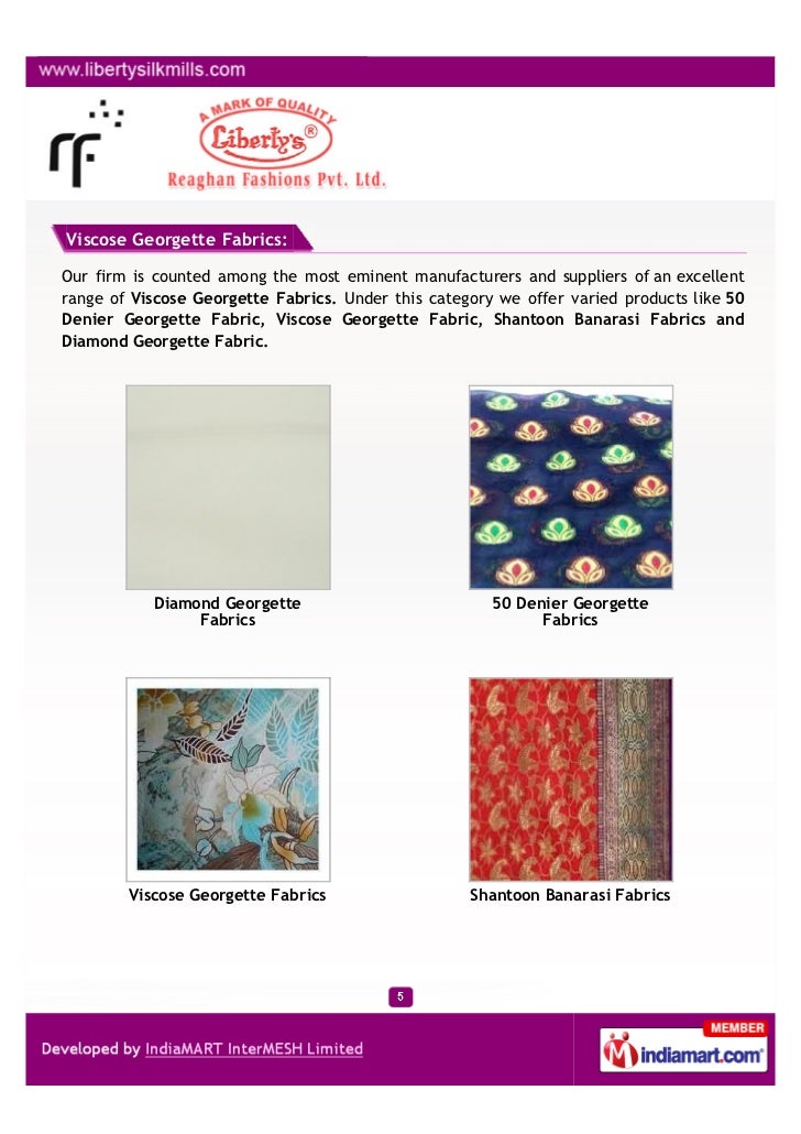 Reaghan Fashions Pvt. Ltd., Surat, Fabrics