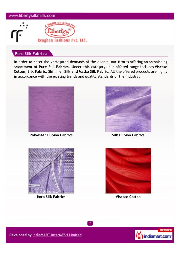 Reaghan Fashions Pvt. Ltd., Surat, Fabrics