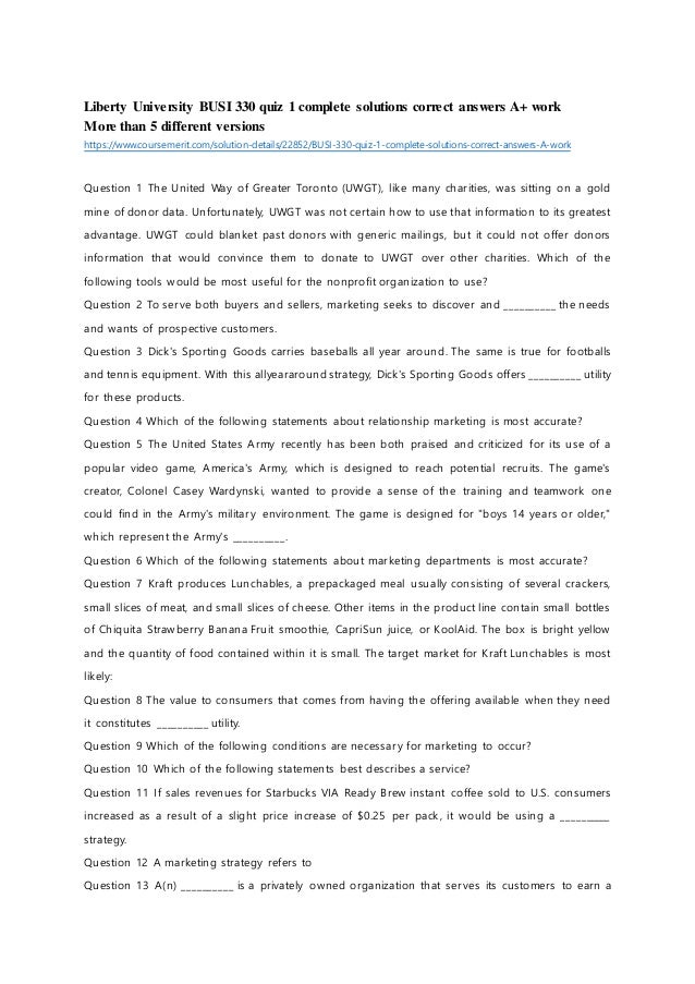 Liberty University Busi 330 Quiz 1 For Uploads