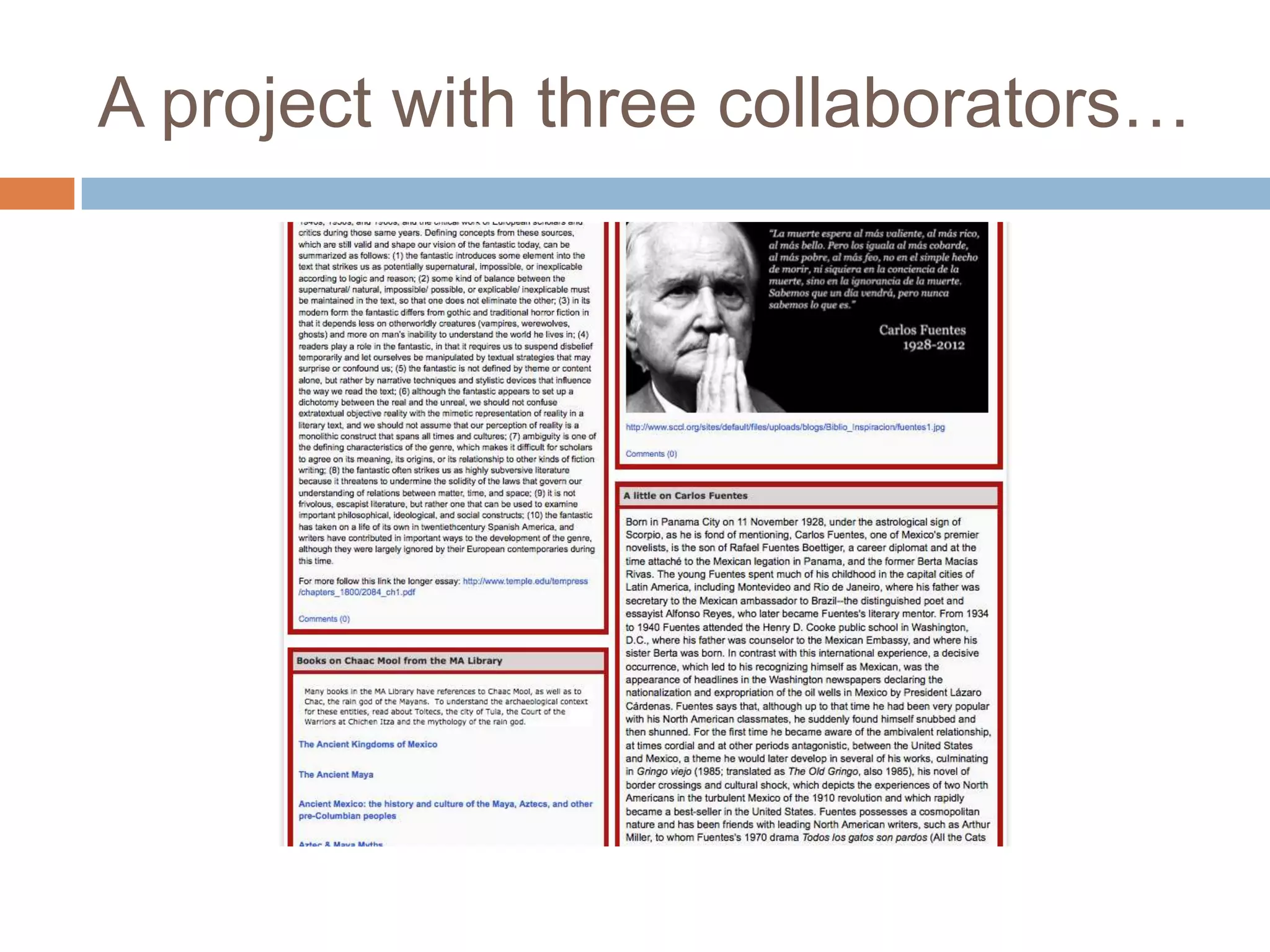 A project with three collaborators…
 