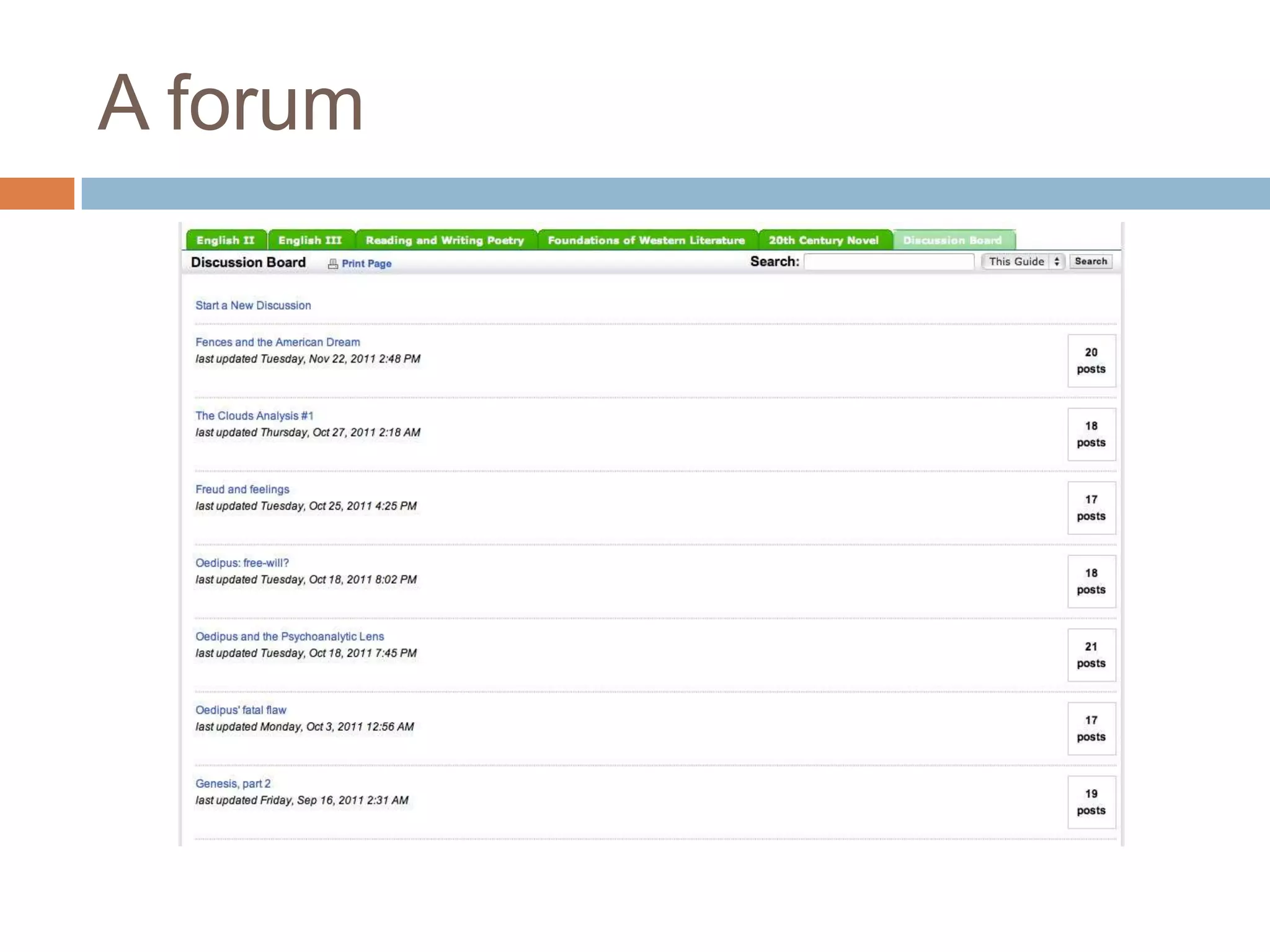 A forum
 