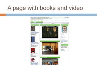 A page with books and video
 
