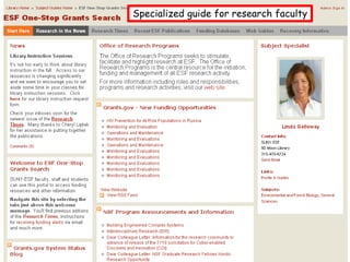 Specialized guide for research faculty
 