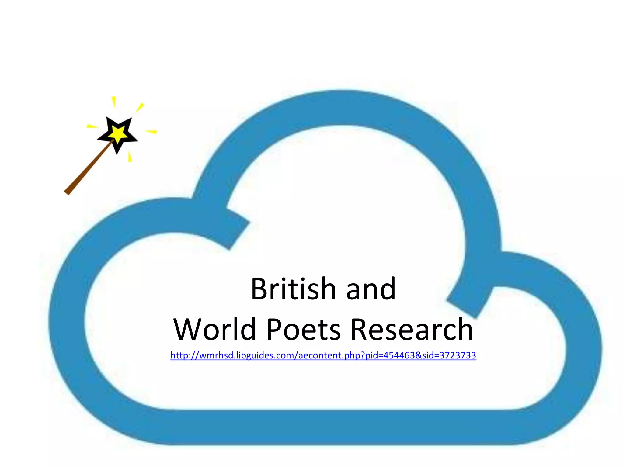 British and 
World Poets Research 
http://wmrhsd.libguides.com/aecontent.php?pid=454463&sid=3723733 
 