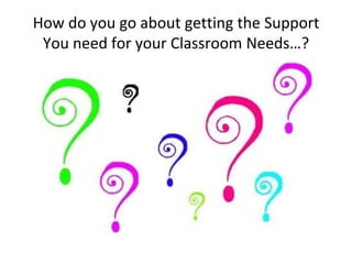How do you go about getting the Support 
You need for your Classroom Needs…? 
 
