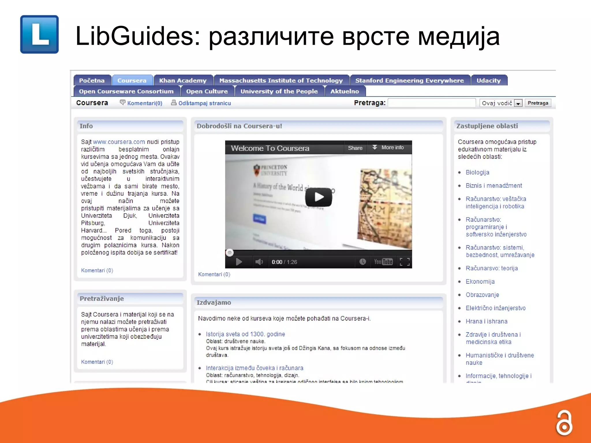 LibGuides: различите врсте медија
 
