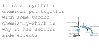 It is a synthetic
chemical put together
with some voodoo
chemistry-which is
why it has serious
side effects
 