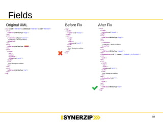 40 
Fields 
Original XML Before Fix After Fix 
 