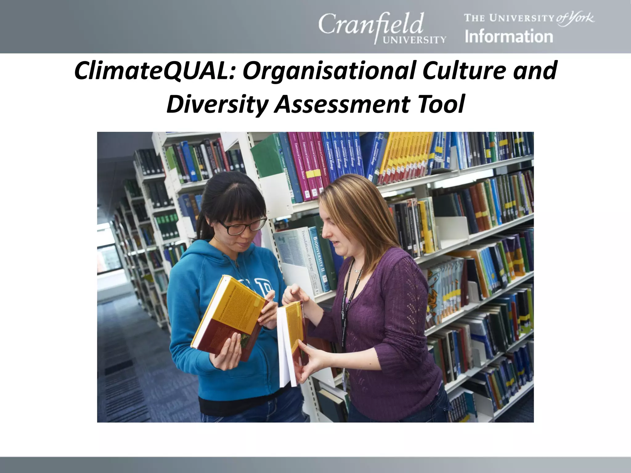 ClimateQUAL: Organisational Culture and
       Diversity Assessment Tool
 