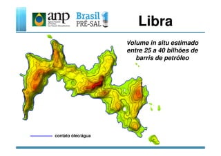 Libra
Volume in situ estimado
entre 25 a 40 bilhões de
barris de petróleo
contato óleo/água
 