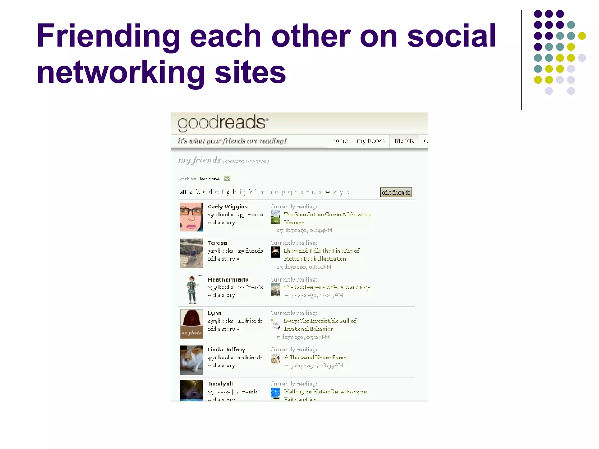 Friending each other on social networking sites 