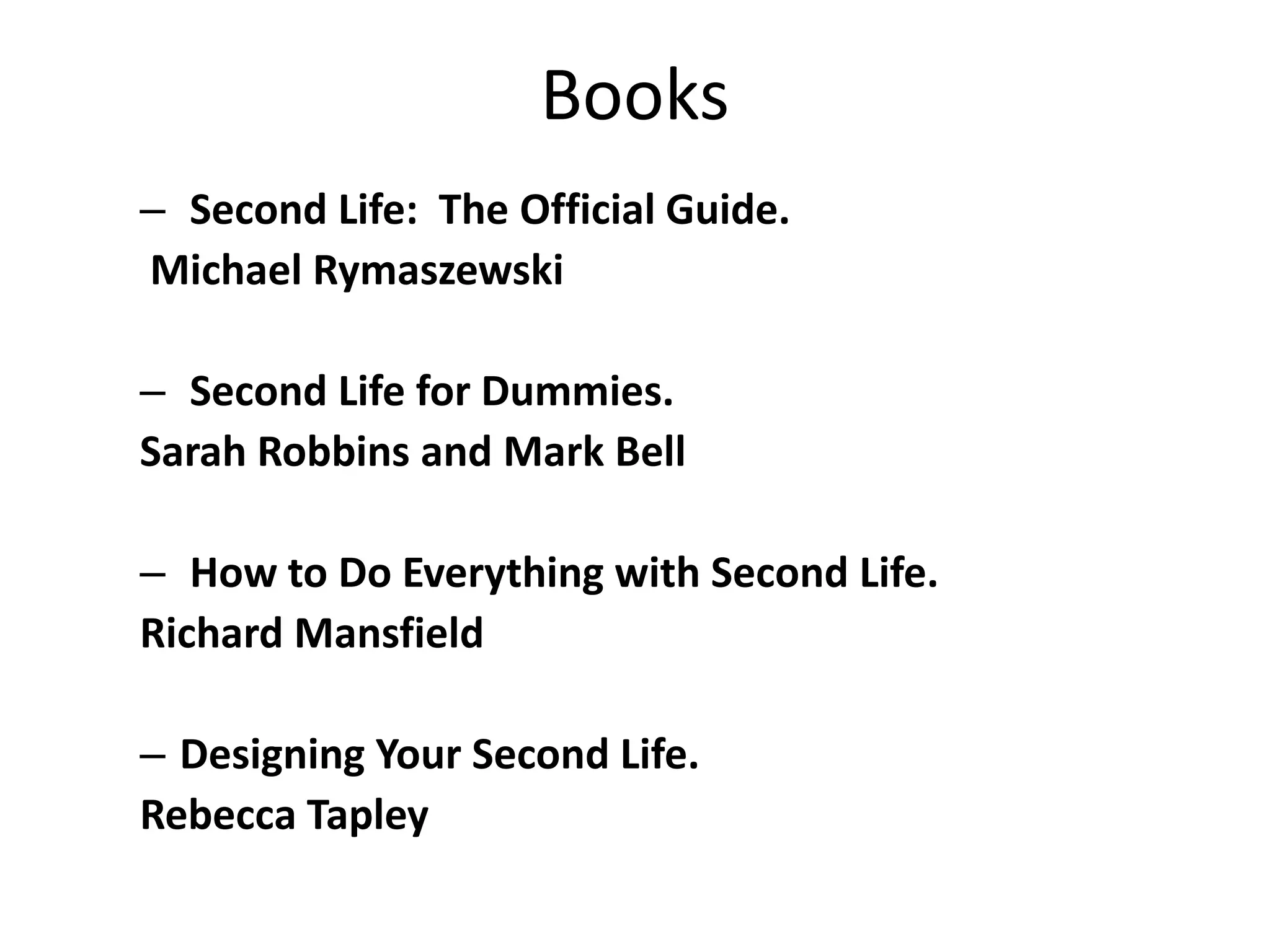 Libraries And Second Life