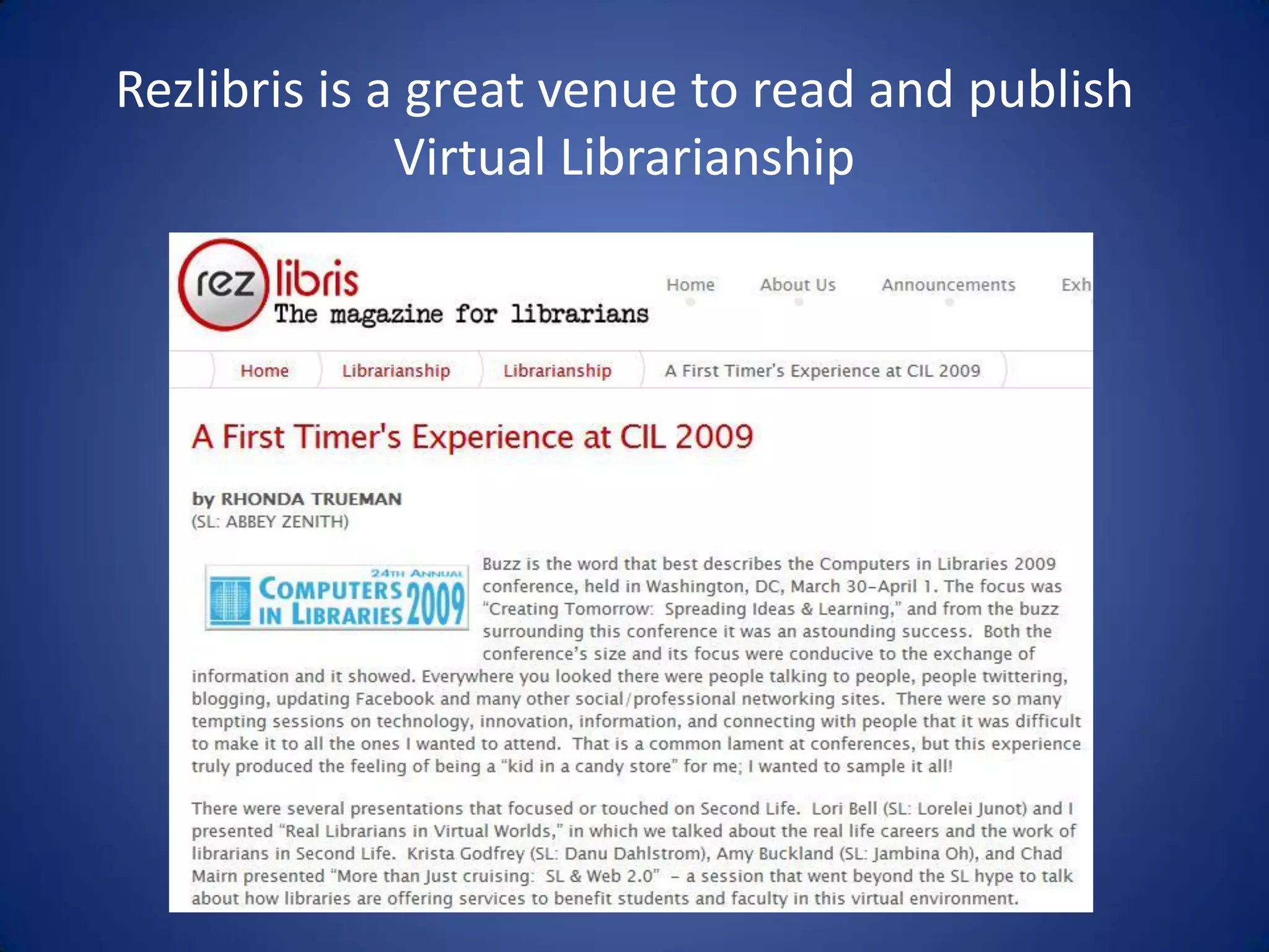Libraries And Second Life